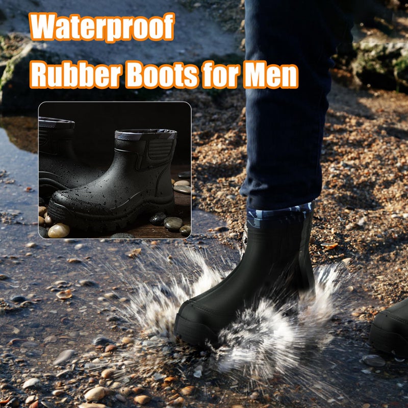 Gets Rain Boots for Mens Waterproof Light Rubber Ankle Boots for All Type of Weather - Image 2